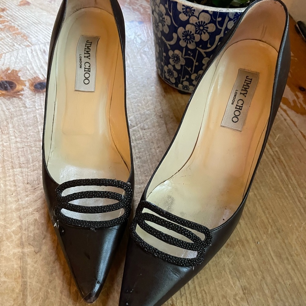 *Vintage*JIMMY CHOO DRESS HEELS with beeded front